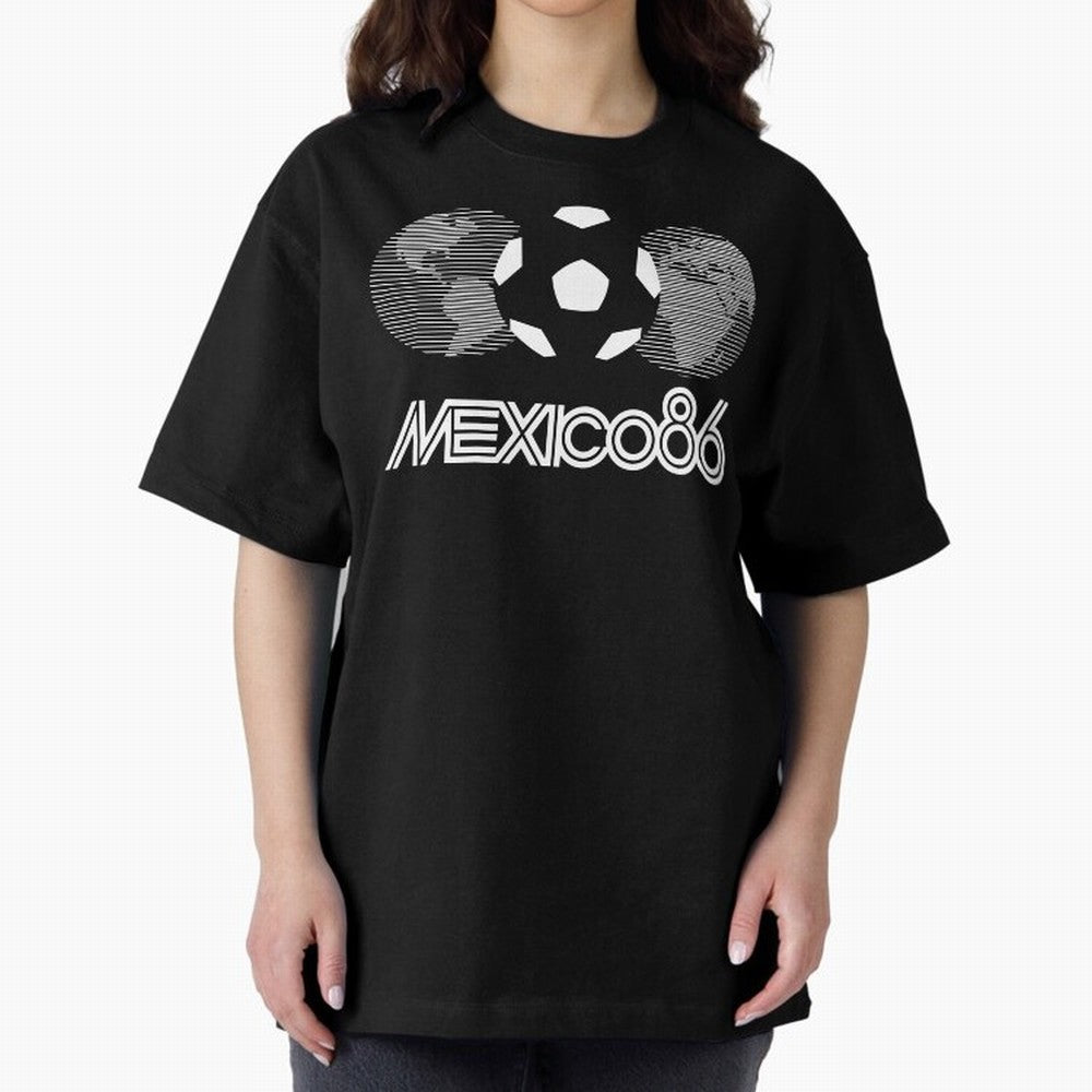 The World Cup Mexico 86 Oversized T-Shirt Celebrate Rivalries and Pride in FIFA World Cup 2026 Group Stage for Fans of Messi and Spain, Bringing Global Supporter Spirit, Legendary Goals, National Colors and Tournament Celebration; Great for