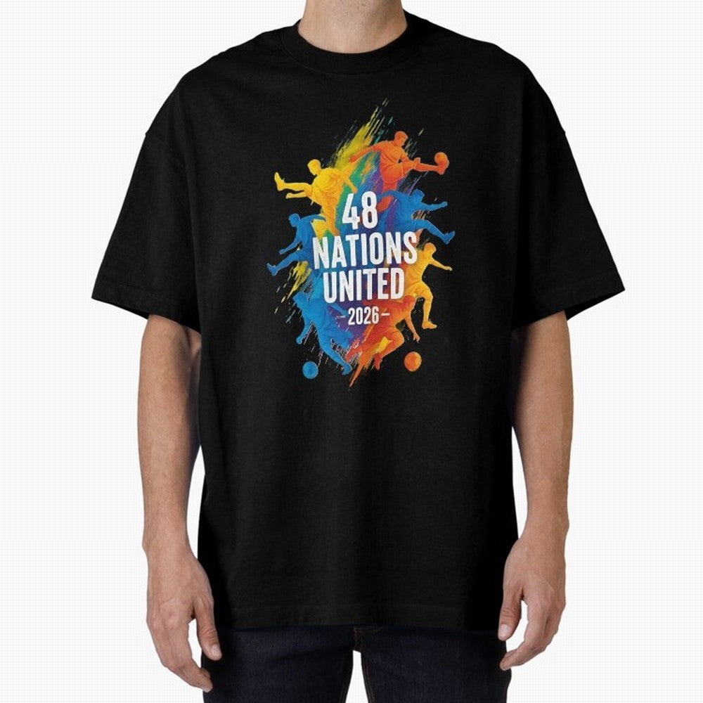 The Unity of World Football Oversized T-Shirt Bring World Football Passion into Global Football Passion for FIFA World Cup 2026 Group Stage, Inspired by Mbappe, France and Portugal, Supporter Pride, Iconic Celebrations, Legendary Names and Global