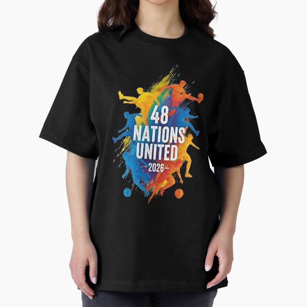 The Unity of World Football Oversized T-Shirt Bring World Football Passion into Global Football Passion for FIFA World Cup 2026 Group Stage, Inspired by Mbappe, France and Portugal, Supporter Pride, Iconic Celebrations, Legendary Names and Global