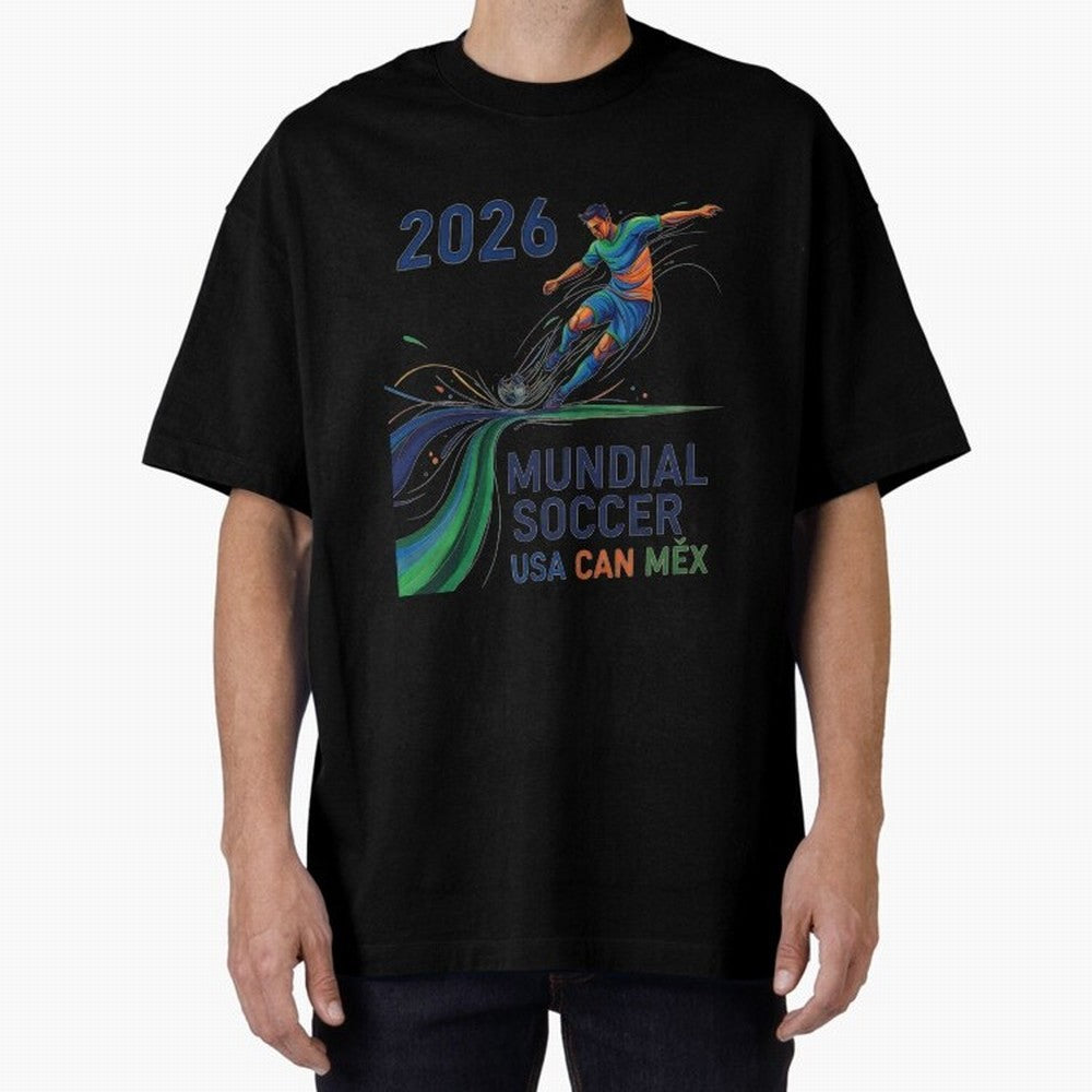Triangular Goal Art 2026 Oversized T-Shirt Show Fan Pride Across FIFA World Cup 2026 USA Canada Mexico Celebrating Messi, Neymar and Mbappe, Argentina, France and Brazil Energy, Football Passion, Legendary Performances, Festival Vibes and Supporter
