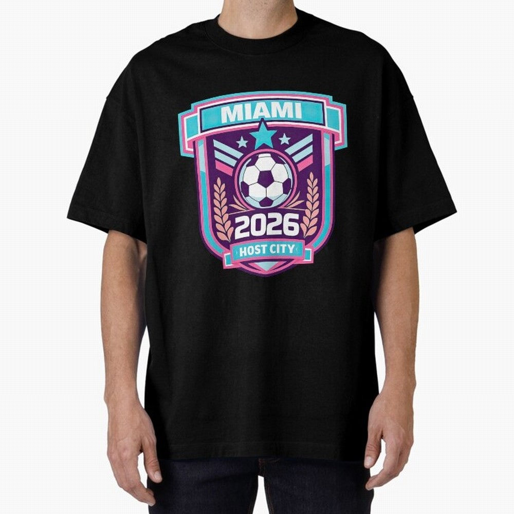 Miami 2026 Host City Emblem Welcoming the World Cup Oversized T-Shirt Show Your Tournament Heart for the FIFA World Cup 2026 Journey through Mbappe and Neymar Highlights, Netherlands Pride, Supporter Pride, Iconic Celebrations, Legendary Names and