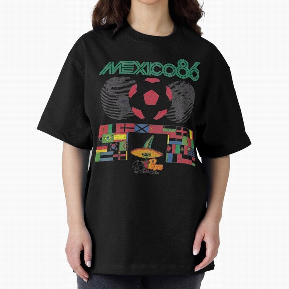 MEXICO-86-WORLD-CUP-T-SHIRT Oversized T-Shirt Fuel the Hype around Match Day Hype around FIFA World Cup 2026 USA Canada Mexico, Messi, CR7 and Mbappe, Argentina and Brazil, Retro Football Energy, Iconic Rivalries, Trophy Chase Drama and Stadium
