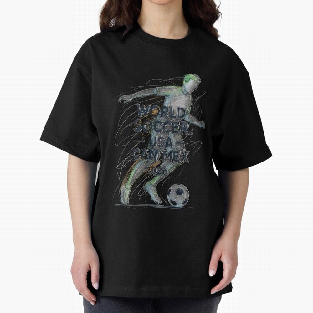 Triumphant Kick 2026 Oversized T-Shirt Show Love for Legendary Goals in Match Day Hype around FIFA World Cup 2026, Mbappe, England, Sports Nostalgia, International Competition, Famous Players and Unforgettable Victories; Perfect for People Who Love