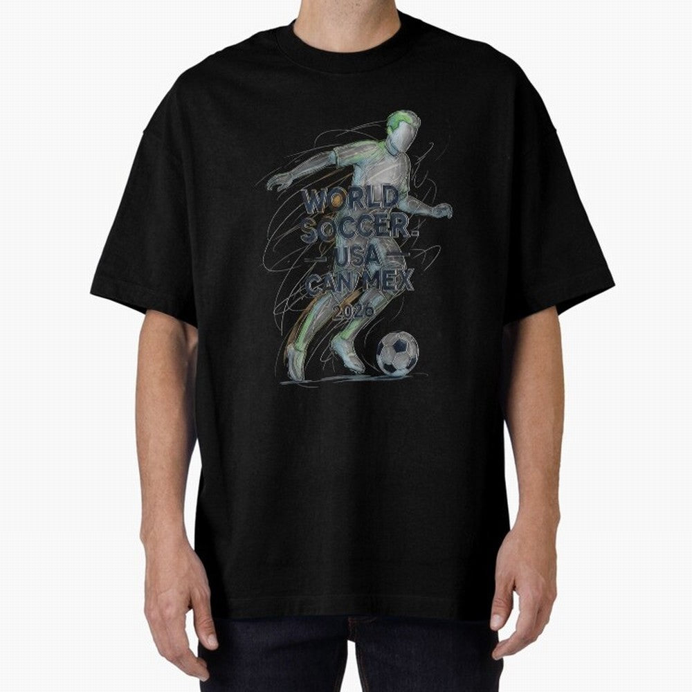 Triumphant Kick 2026 Oversized T-Shirt Show Love for Legendary Goals in Match Day Hype around FIFA World Cup 2026, Mbappe, England, Sports Nostalgia, International Competition, Famous Players and Unforgettable Victories; Perfect for People Who Love