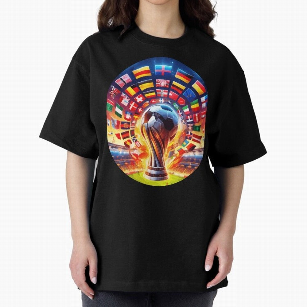 Global Football Fever (The Road to Victory) Oversized T-Shirt Make Every Kick Count in FIFA World Cup 2026 Group Stage Spirit, Featuring France, Neymar, Stadium Memories, Football Loyalty, International Chants and Championship Tradition; Ideal for