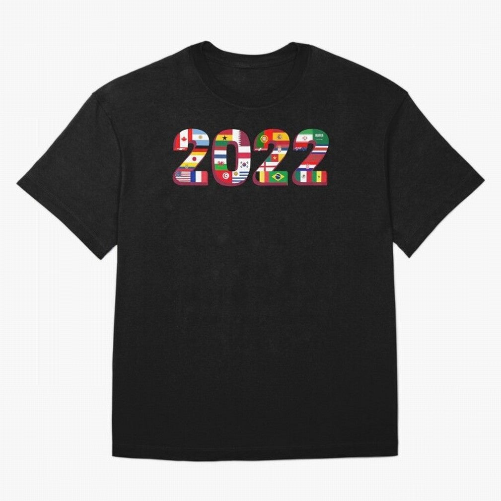 Flags of the 32 Teams that Played in Qatar in 2022 for Football Fans Oversized T-Shirt Support FIFA World Cup 2026 USA Canada Mexico for Fans of Cristiano Ronaldo and Argentina, France and Brazil, Bringing Global Supporter Spirit, Legendary Goals,