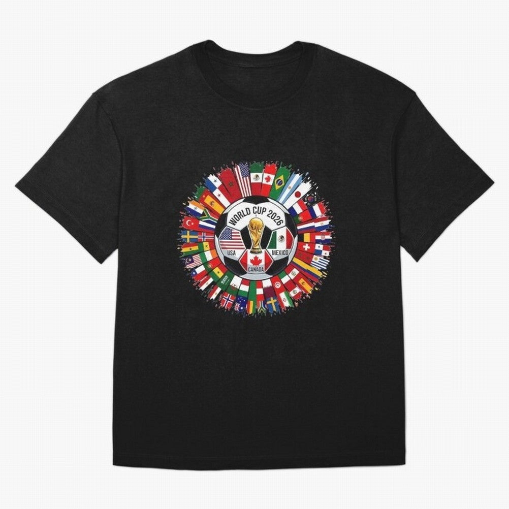 USA Canada Mexico 2026 Football Celebration Fan Art Oversized T-Shirt Show Fan Pride Across Match Day Hype around FIFA World Cup 2026 Group Stage, Messi, Neymar and Mbappe, Argentina, France and Brazil, Worldwide Fan Energy, Dramatic Goals, Stadium
