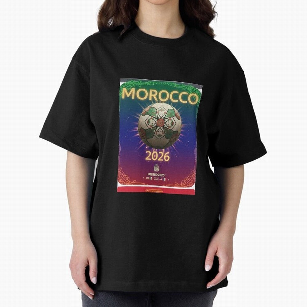 Morocco 2026 World Cup - Traditional Zellige Football Oversized T-Shirt Bring a Champion Mindset to Match Day Hype around FIFA World Cup 2026, Mbappe and Neymar, Argentina and Brazil, Tournament Hype, Historic Matchups, Family Viewing Parties and