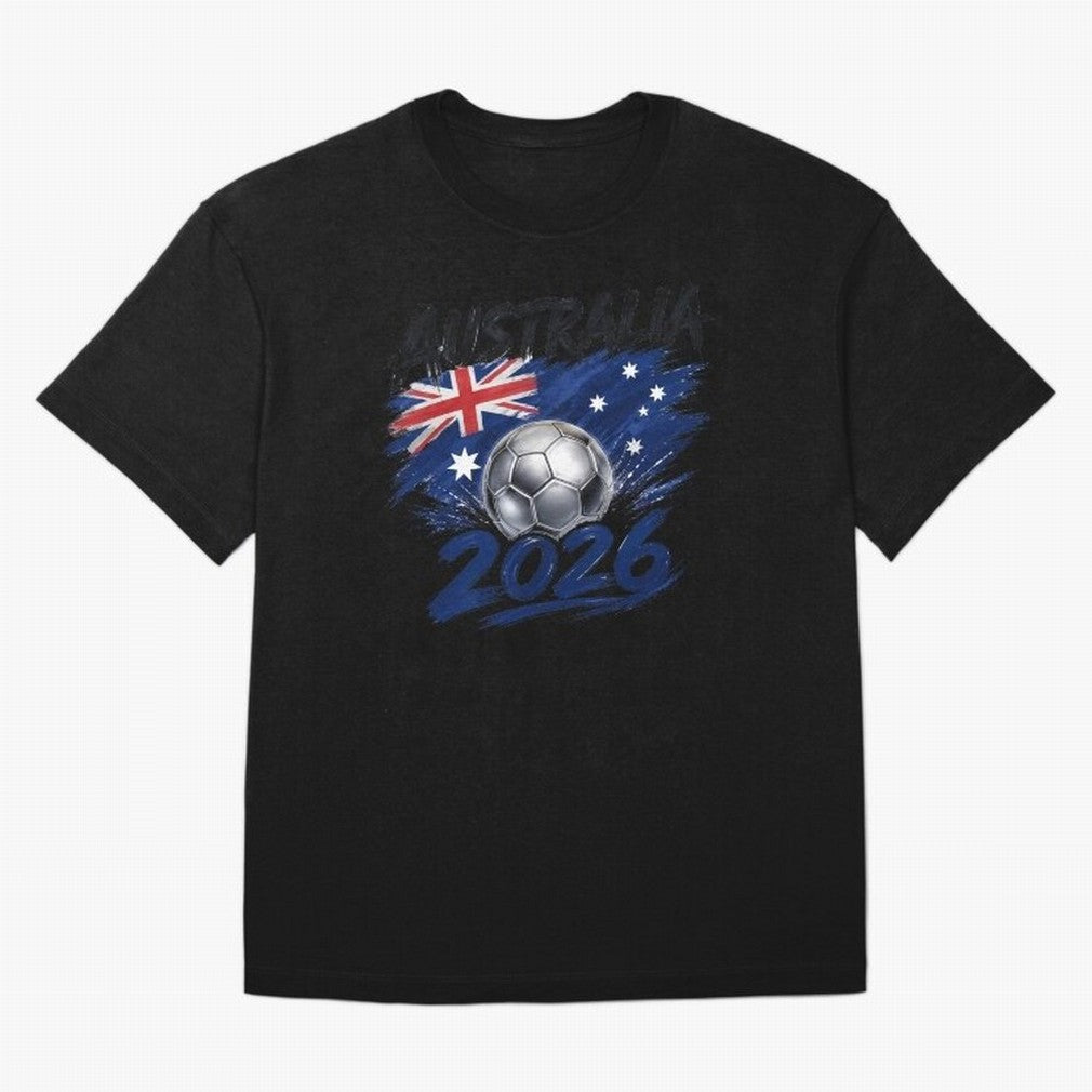 Australia Soccer 2026: Grunge Flag & Football Pride Oversized T-Shirt Show Up for the Glory of Global Football Passion for FIFA World Cup 2026 USA Canada Mexico, Celebrating CR7, Portugal, Spain and Germany, Stadium Memories, Football Loyalty,