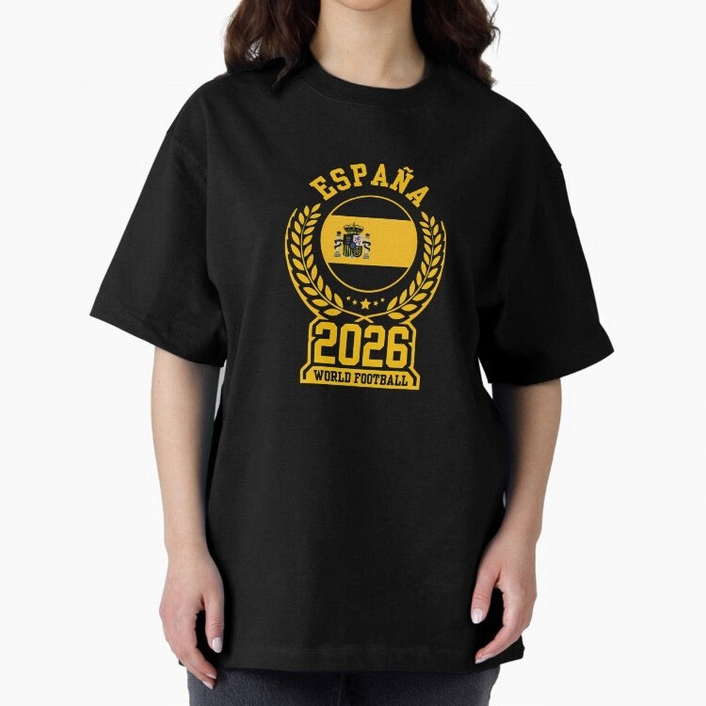 Spain World Football 2026 T-Shirt_87604013 Oversized T-Shirt Honor Football Greatness during FIFA World Cup 2026 for Fans of Messi and Cristiano Ronaldo and France and Portugal, Bringing Soccer Culture, Superstar Moments, National Team Dreams and