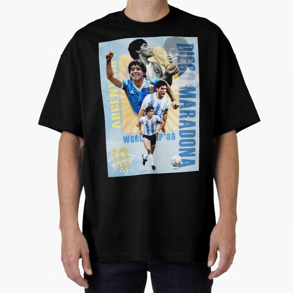 Diego Maradona Argentina Poster - Iconic World Cup Legend Art Print Oversized T-Shirt Experience the Global Stage of FIFA World Cup 2026 USA Canada Mexico Spirit, Filled with Spain and Netherlands, Messi and Cristiano Ronaldo, Supporter Pride,