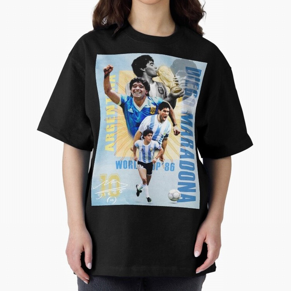 Diego Maradona Argentina Poster - Iconic World Cup Legend Art Print Oversized T-Shirt Experience the Global Stage of FIFA World Cup 2026 USA Canada Mexico Spirit, Filled with Spain and Netherlands, Messi and Cristiano Ronaldo, Supporter Pride,