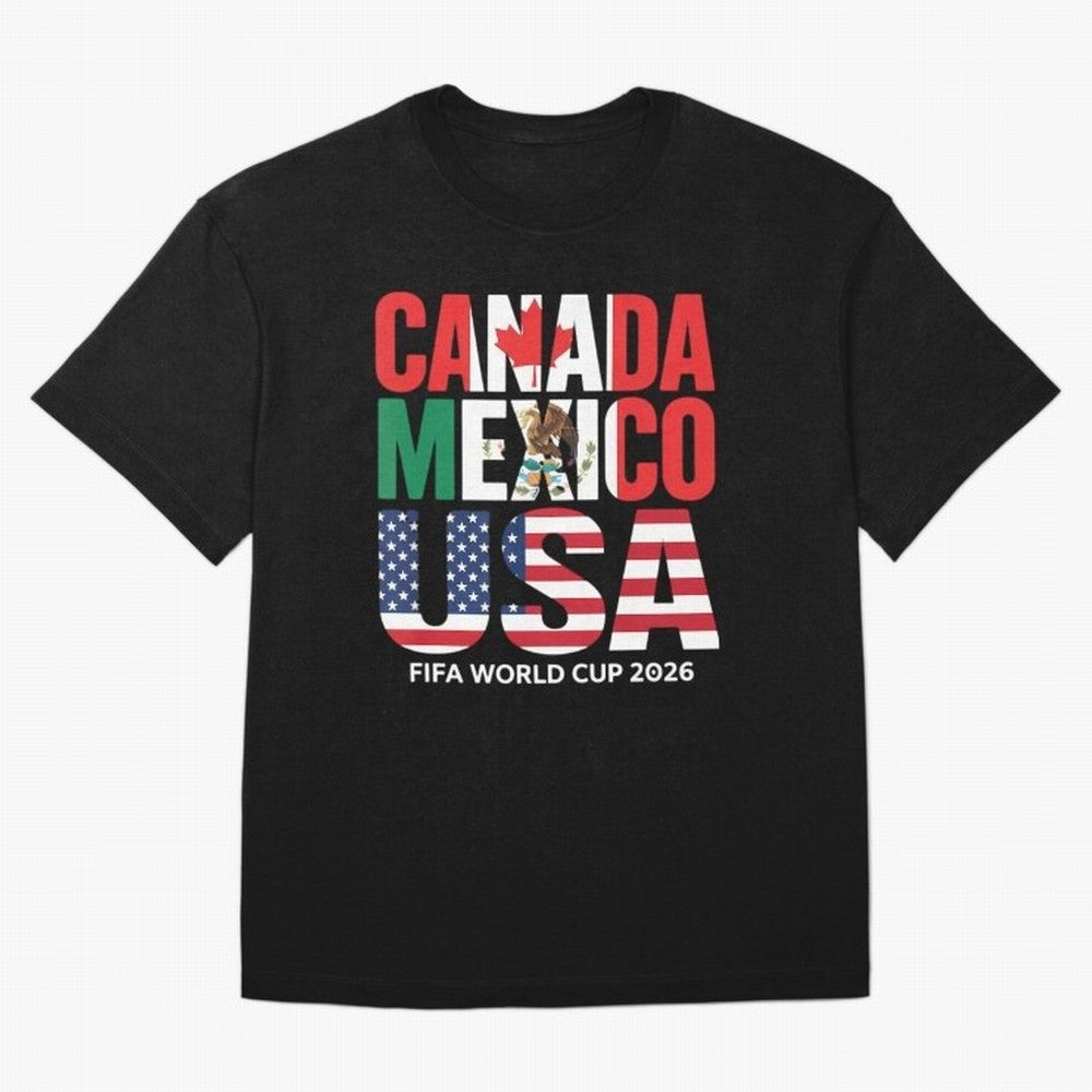 world cup 2026 hosts - canada mexico usa soccer fan Oversized T-Shirt Show Fan Pride Across FIFA World Cup 2026 Group Stage Centered on Mbappe and Neymar, Netherlands Energy, Championship Spirit, Famous Goals, Roaring Crowds and International