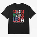 world cup 2026 hosts - canada mexico usa soccer fan Oversized T-Shirt Show Fan Pride Across FIFA World Cup 2026 Group Stage Centered on Mbappe and Neymar, Netherlands Energy, Championship Spirit, Famous Goals, Roaring Crowds and International
