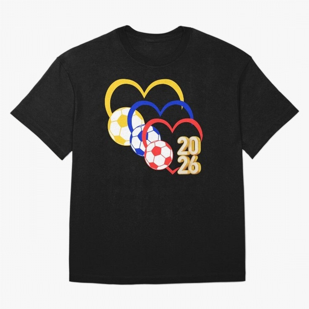 Football 2026 Hearts Colombia Sports Design Oversized T-Shirt Show Passion for the Stars of FIFA World Cup 2026 Spirit, Connected to England and Germany, CR7 and Messi, Fan Favorite Moments, National Team Passion, Big Match Drama and Soccer