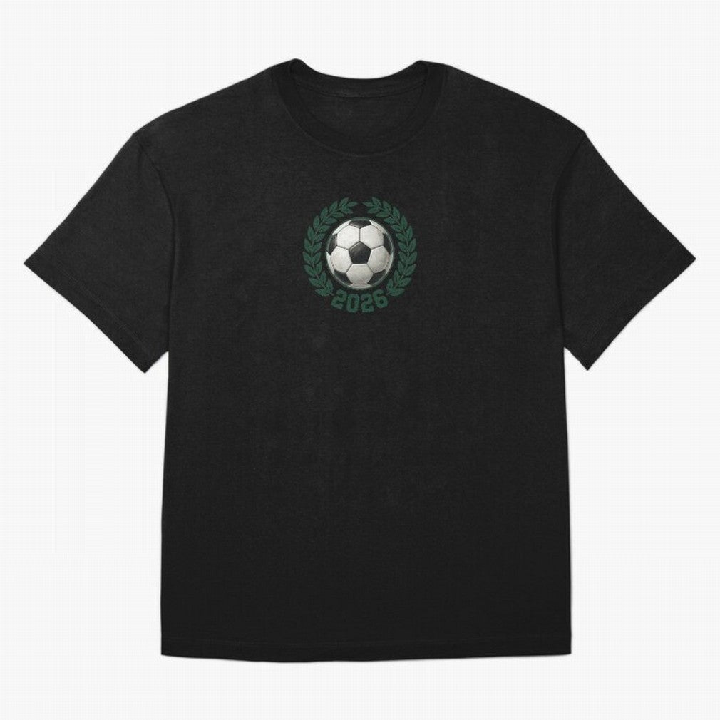 Retro Soccer 2026 Varsity Laurel Wreath Graphic Oversized T-Shirt Live for the Drama of Match Day Hype around FIFA World Cup 2026 USA Canada Mexico, Neymar, Haaland and Cristiano Ronaldo, Germany, Football History, Final Match Energy, Crowd Noise