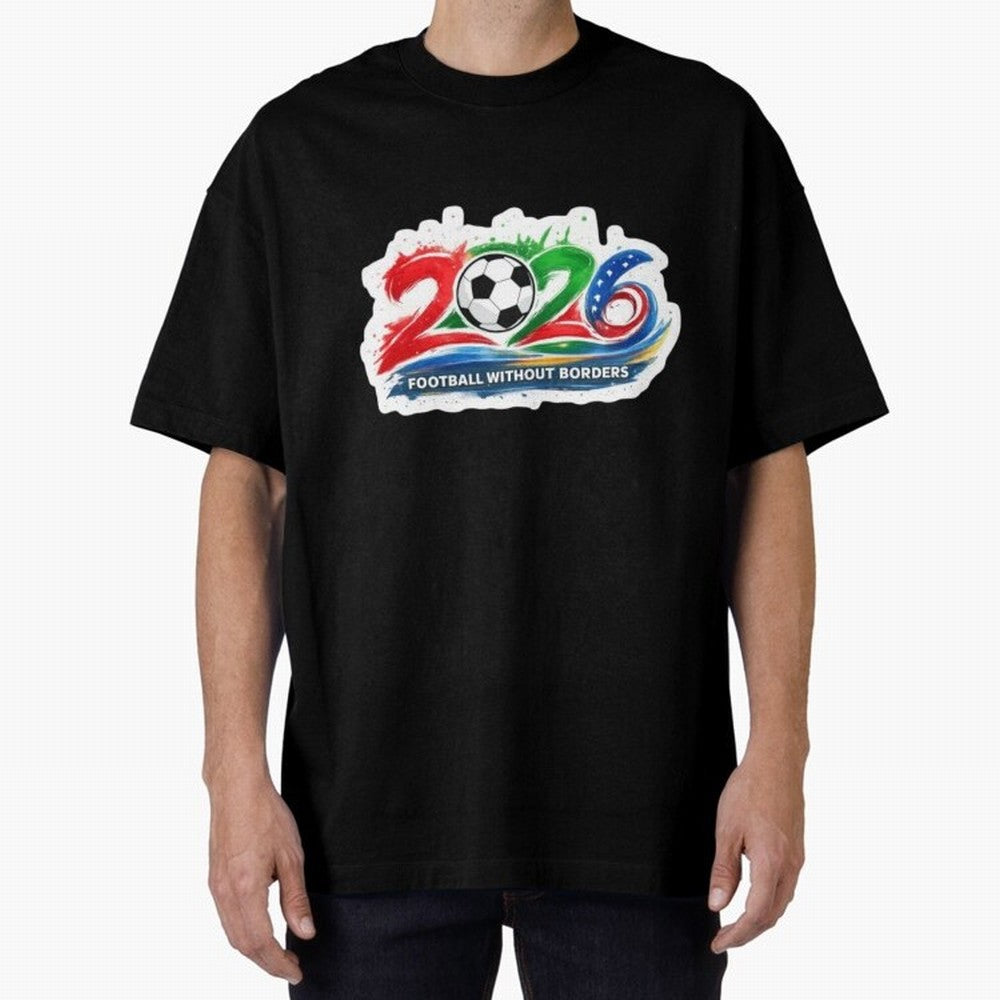Football Without Borders 2026 Artistic Logo Oversized T-Shirt Remember Iconic Moments from the FIFA World Cup 2026 Group Stage Journey through Cristiano Ronaldo, Haaland and CR7 Highlights, Brazil Pride, Classic Soccer Heritage, Championship