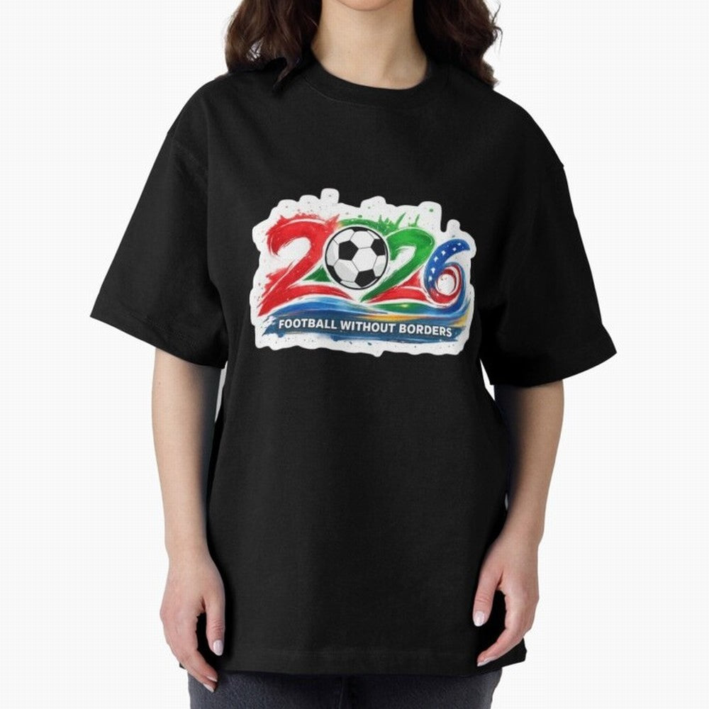 Football Without Borders 2026 Artistic Logo Oversized T-Shirt Remember Iconic Moments from the FIFA World Cup 2026 Group Stage Journey through Cristiano Ronaldo, Haaland and CR7 Highlights, Brazil Pride, Classic Soccer Heritage, Championship