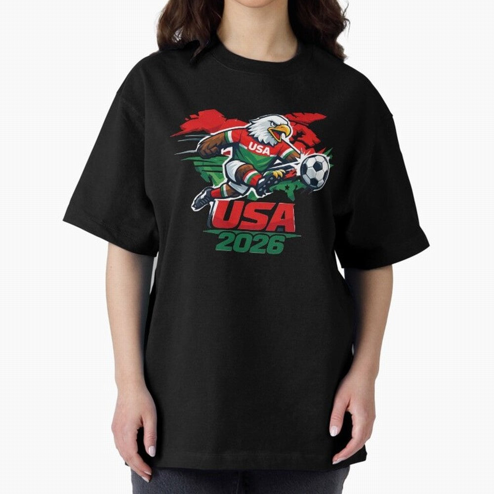 USA Canada Mexico Soccer Cup Oversized T-Shirt Support Your Favorite Stars during Global Football Passion for FIFA World Cup 2026 Group Stage, Connected to Cristiano Ronaldo, France, Retro Football Energy, Iconic Rivalries, Trophy Chase Drama and