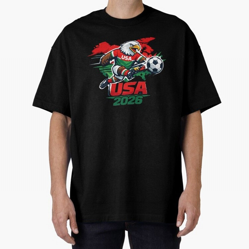 USA Canada Mexico Soccer Cup Oversized T-Shirt Support Your Favorite Stars during Global Football Passion for FIFA World Cup 2026 Group Stage, Connected to Cristiano Ronaldo, France, Retro Football Energy, Iconic Rivalries, Trophy Chase Drama and