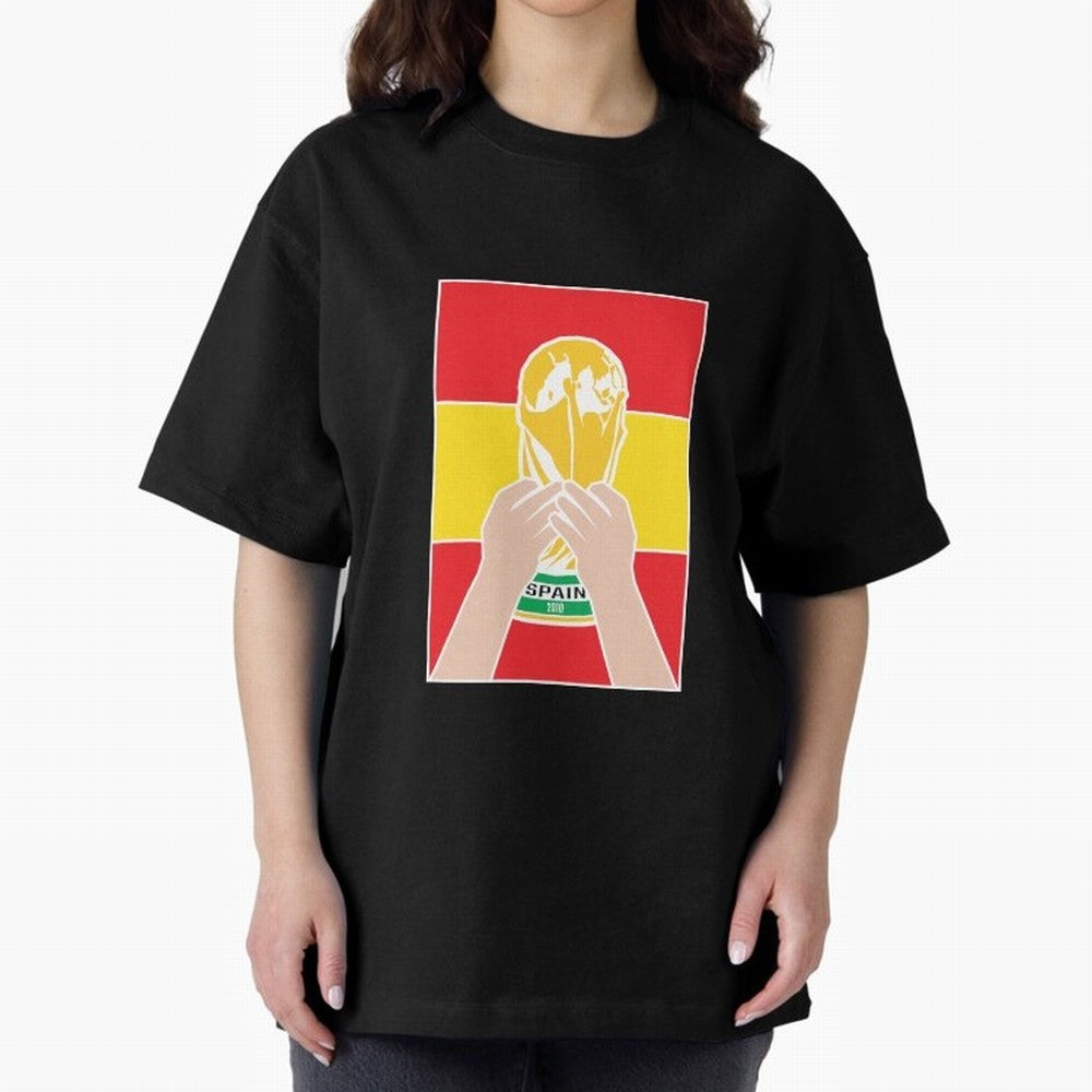 Champion Spain 2010 Oversized T-Shirt Back Your Heroes with FIFA World Cup 2026 Group Stage Celebrating Messi, Neymar and Mbappe, England Energy, Football Passion, Legendary Performances, Festival Vibes and Supporter Community; Ideal for Passionate