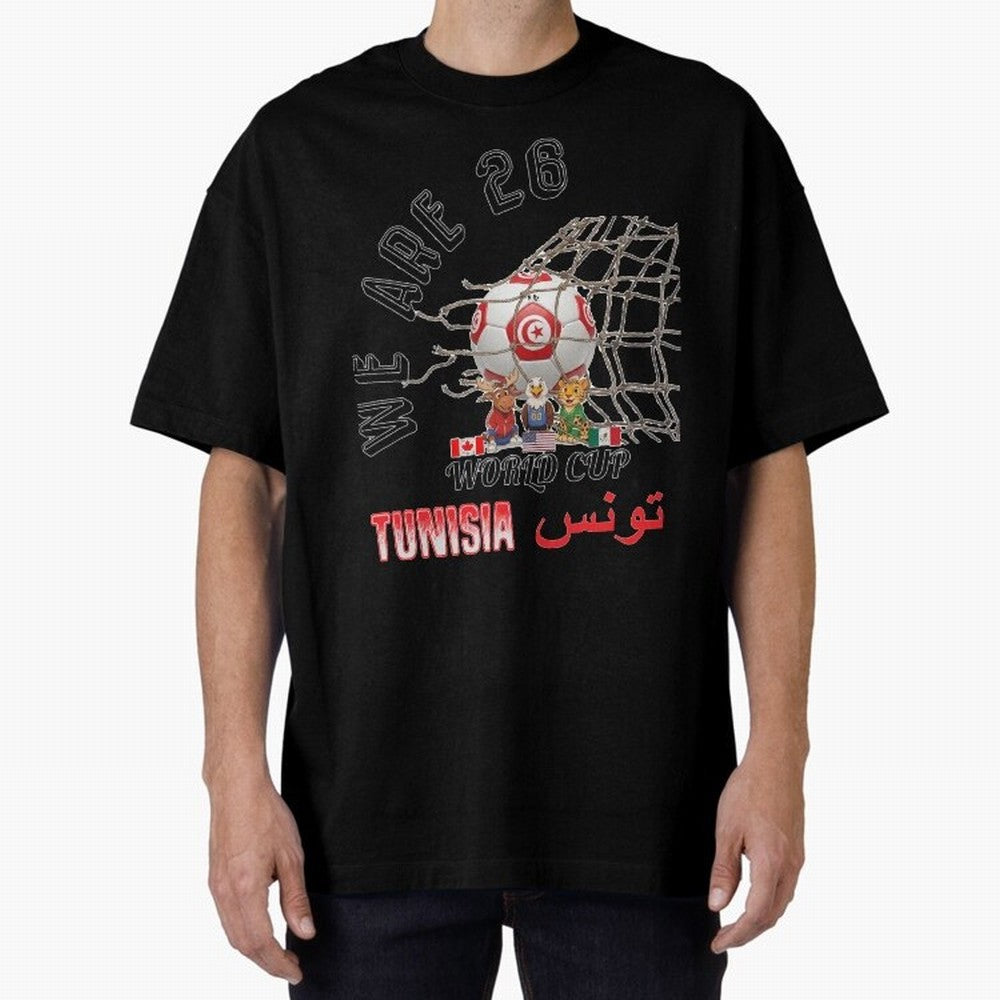 World cup 26 - Tunisia Oversized T-Shirt Bring Retro Soccer Energy to Match Day Hype around FIFA World Cup 2026, CR7 and Messi, Netherlands, Classic Soccer Heritage, Championship Pressure, Fan Loyalty and International Pride; Perfect for Supporters