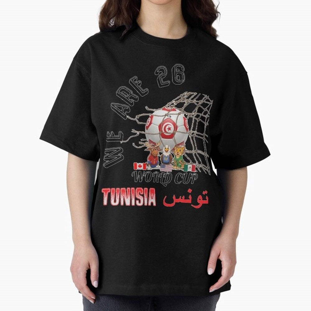 World cup 26 - Tunisia Oversized T-Shirt Bring Retro Soccer Energy to Match Day Hype around FIFA World Cup 2026, CR7 and Messi, Netherlands, Classic Soccer Heritage, Championship Pressure, Fan Loyalty and International Pride; Perfect for Supporters