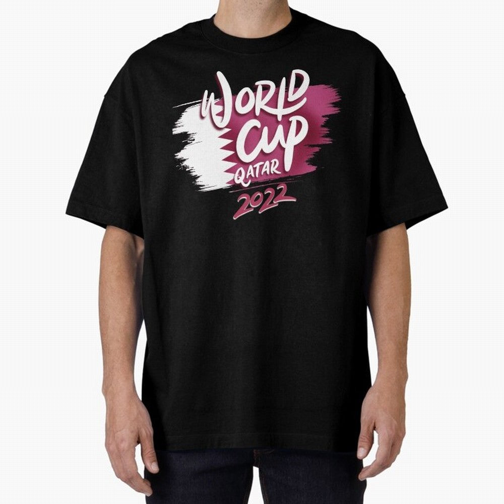 Qatar 2022 Oversized T-Shirt Bring International Match Energy to FIFA World Cup 2026 Group Stage Inspired by Messi, Brazil Energy, Championship Spirit, Famous Goals, Roaring Crowds and International Football Unity; Great for Watch Parties, Sports