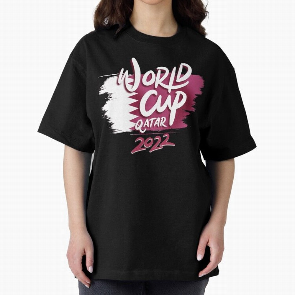 Qatar 2022 Oversized T-Shirt Bring International Match Energy to FIFA World Cup 2026 Group Stage Inspired by Messi, Brazil Energy, Championship Spirit, Famous Goals, Roaring Crowds and International Football Unity; Great for Watch Parties, Sports