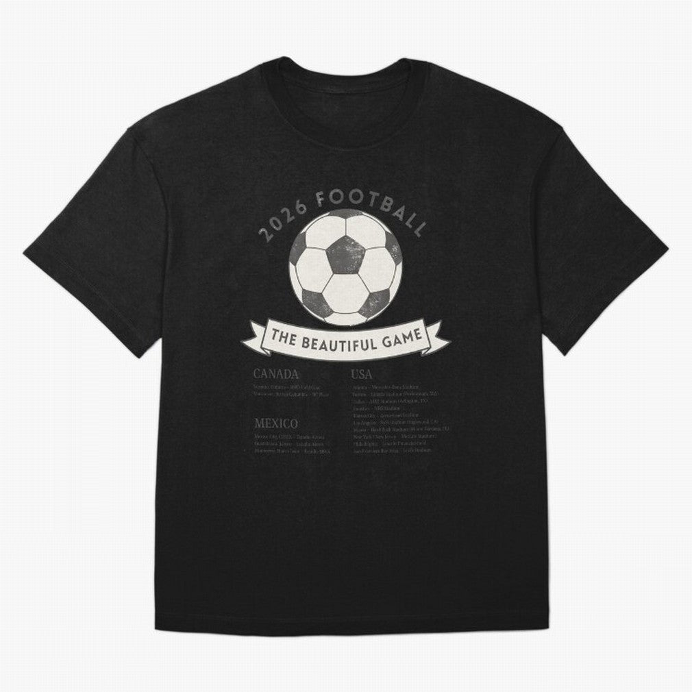 2026 Football Soccer Host Cities Beautiful Game Oversized T-Shirt Make Game Day About Global Football Passion for FIFA World Cup 2026 USA Canada Mexico, Highlighting Messi, Neymar and Mbappe, Argentina, France and Brazil, Worldwide Fan Energy,