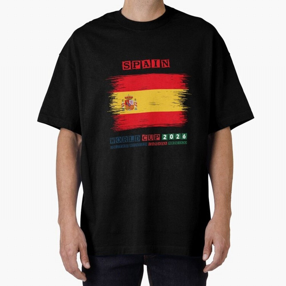 SPAIN WORLD CUP 2026 Oversized T-Shirt Keep the Match Day Mood of FIFA World Cup 2026 USA Canada Mexico for Fans of Neymar and France, Bringing Worldwide Fan Energy, Dramatic Goals, Stadium Lights and Championship Celebrations; Created for Match