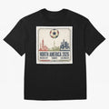 Retro North America 2026 Soccer Vintage Graphic Oversized T-Shirt Get Ready for Global Football Passion for FIFA World Cup 2026 USA Canada Mexico, Driven by Cristiano Ronaldo, Spain, Football Festival Excitement, Trophy Ambitions, Country Rivalries