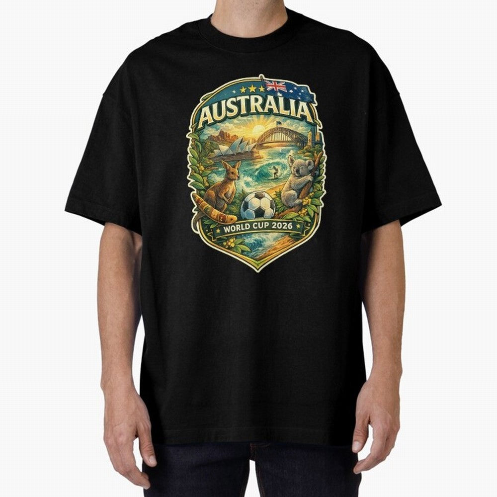 Australia FIFA World Cup 2026 Sydney Opera House Outback Kangaroo Coast Oversized T-Shirt Bring a Vintage Feel to the FIFA World Cup 2026 USA Canada Mexico Journey through Mbappe Highlights, France Pride, Fan Favorite Moments, National Team