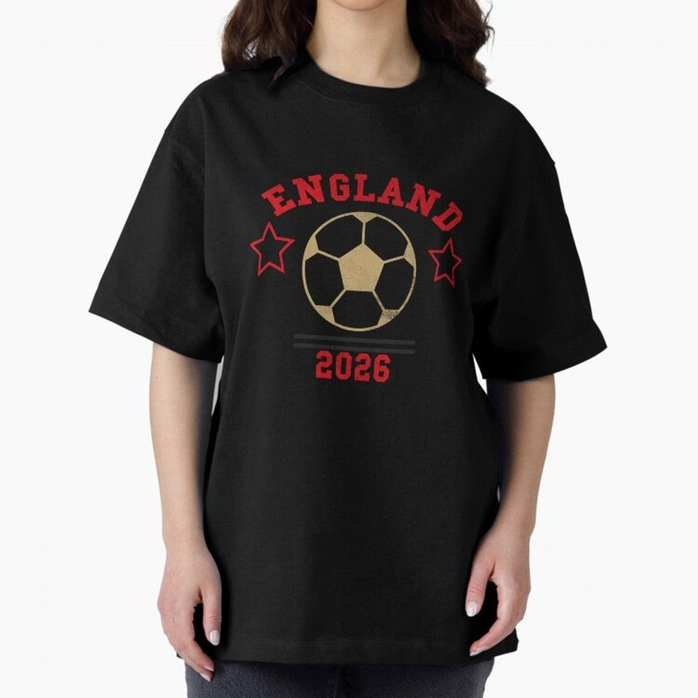 England ¡ª Vintage Soccer Tee Oversized T-Shirt Honor FIFA World Cup 2026 Group Stage for Fans of CR7 and Spain and Netherlands, Bringing Goal Celebration Energy, Supporter Heritage, Football Icons and Worldwide Tournament Joy; Made for Die Hard
