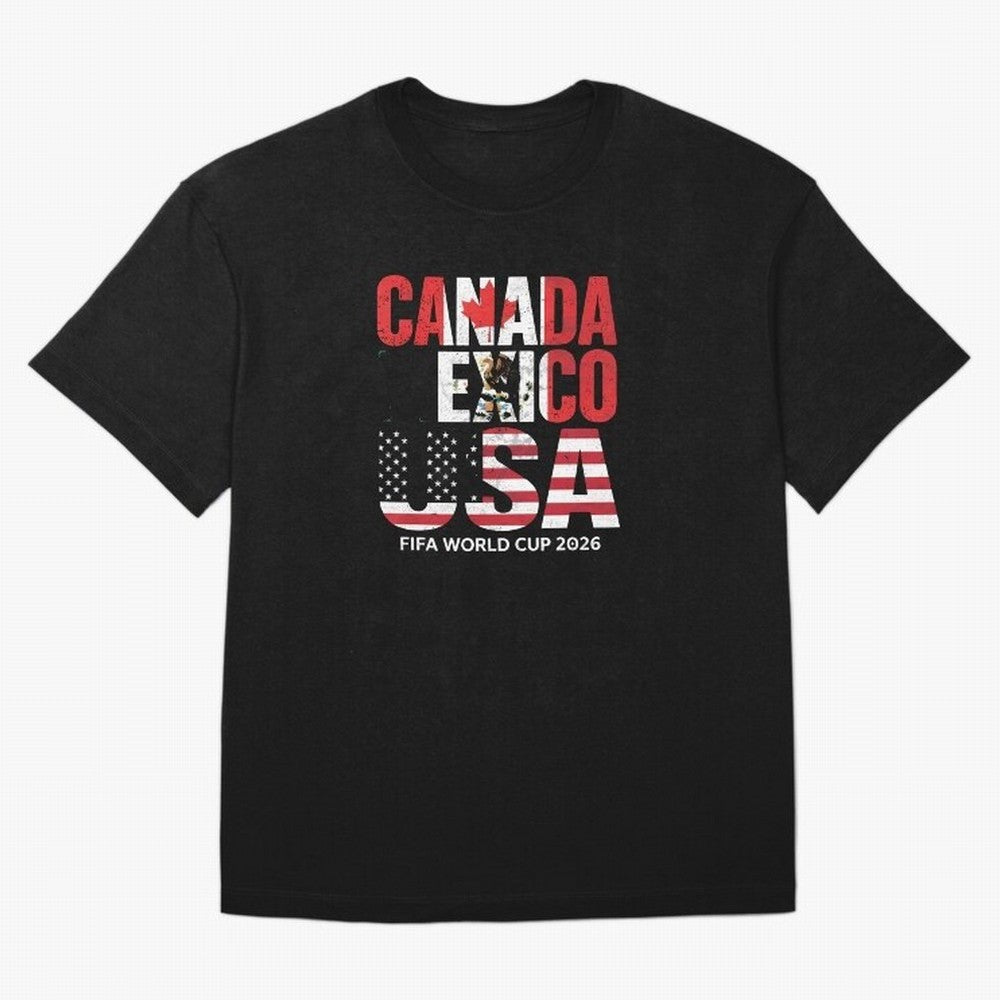 United 2026 World Cup - Canada, Mexico, USA Flags T-Shirt_83138002 Oversized T-Shirt Remember the FIFA World Cup 2026 Journey through Neymar, Haaland and Cristiano Ronaldo Highlights, Brazil, Portugal and Argentina Pride, Match Day Excitement,