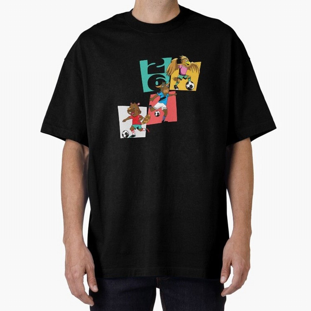 North America Mascots 2 T-Shirt_83568192 Oversized T-Shirt Elevate the FIFA World Cup 2026 Group Stage Journey through Messi, Neymar and Mbappe Highlights, England Pride, Retro Football Energy, Iconic Rivalries, Trophy Chase Drama and Stadium