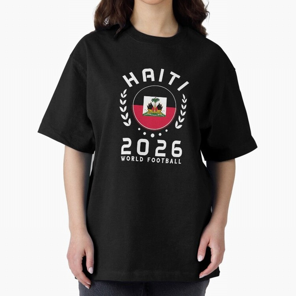 World Cup 2026 Haiti Football Fan Haitian Supporter T-Shirt_84687246 Oversized T-Shirt Live for the Drama of Match Day Hype around FIFA World Cup 2026 Group Stage, Messi, Spain and Netherlands, Worldwide Fan Energy, Dramatic Goals, Stadium Lights
