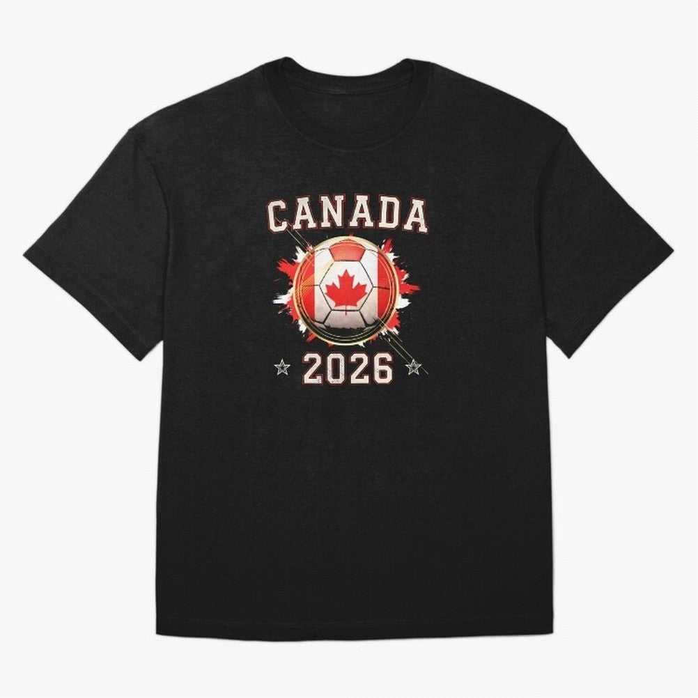 Front Print Canada Soccer World Cup 2026 - Canadian Fan Gift T-Shirt_84561562 Oversized T-Shirt Step into FIFA World Cup 2026 USA Canada Mexico Driven by CR7 and Messi, Argentina and Brazil Energy, Worldwide Fan Energy, Dramatic Goals, Stadium