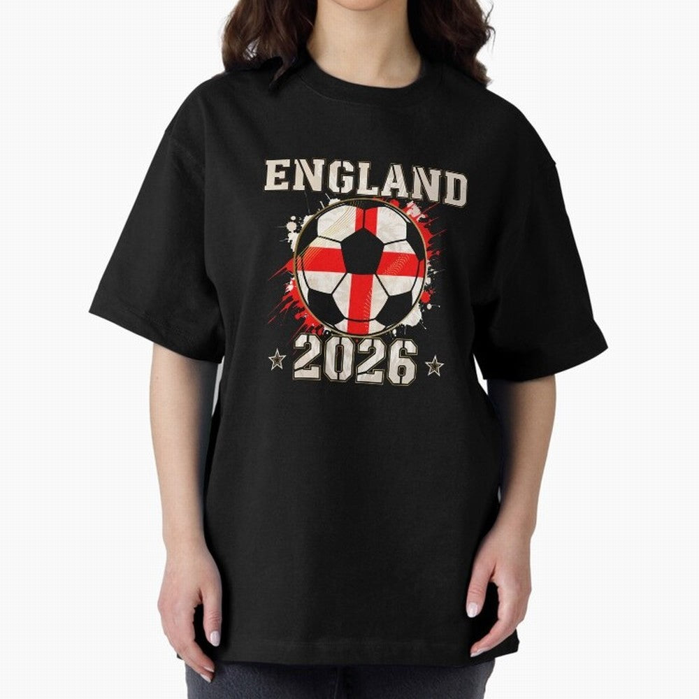 Front Print England Soccer World Cup 2026 - English Fan Gift T-Shirt_84562392 Oversized T-Shirt Show Match Day Excitement for the FIFA World Cup 2026 Journey through Messi, Neymar and Mbappe Highlights, France and Portugal Pride, Fan Favorite