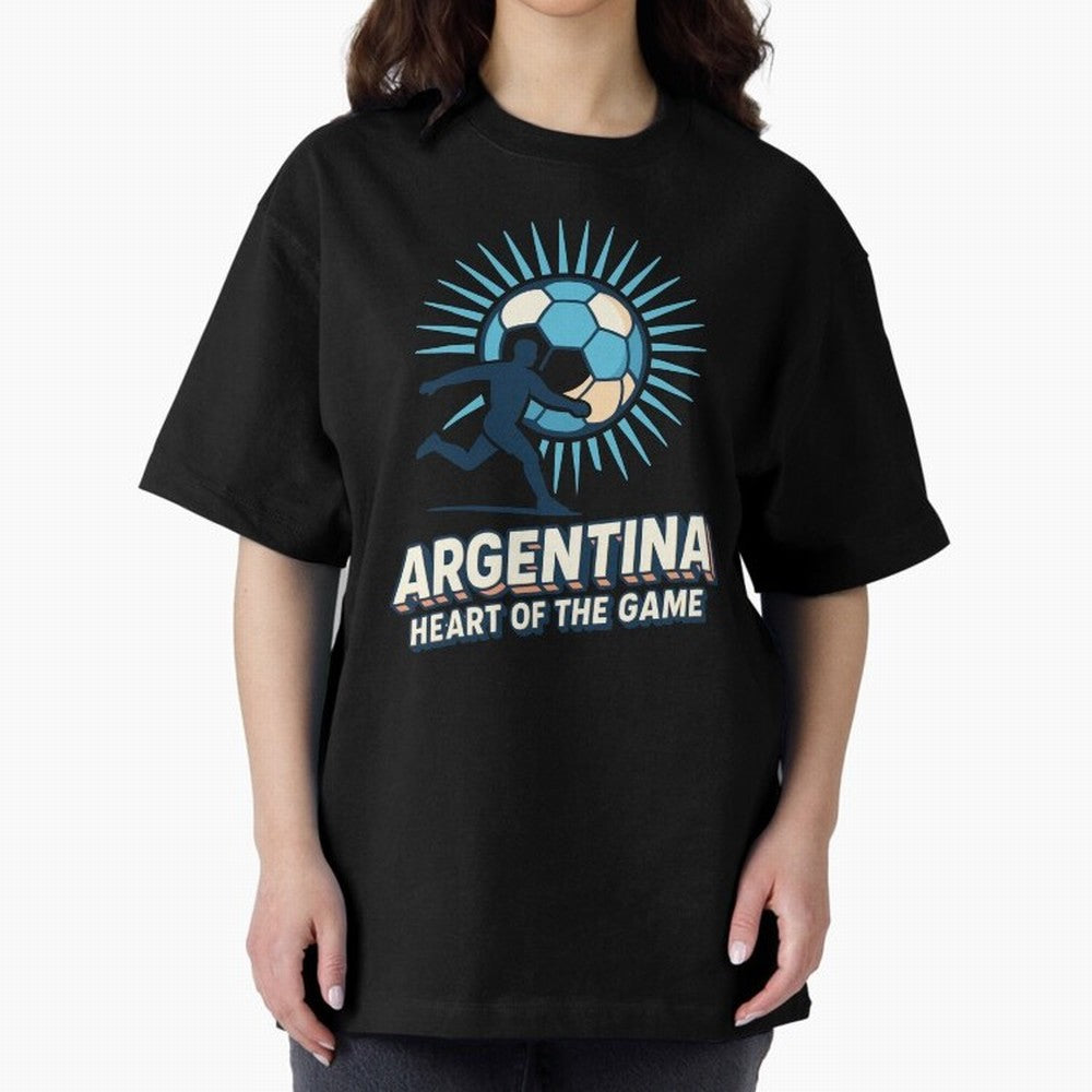 Argentina Heart of the Game ¨C Retro Soccer Fan Design Oversized T-Shirt Bring a Champion Mindset to the FIFA World Cup 2026 Journey through Haaland and Mbappe Highlights, England Pride, Stadium Chants, National Pride, Trophy Dreams and