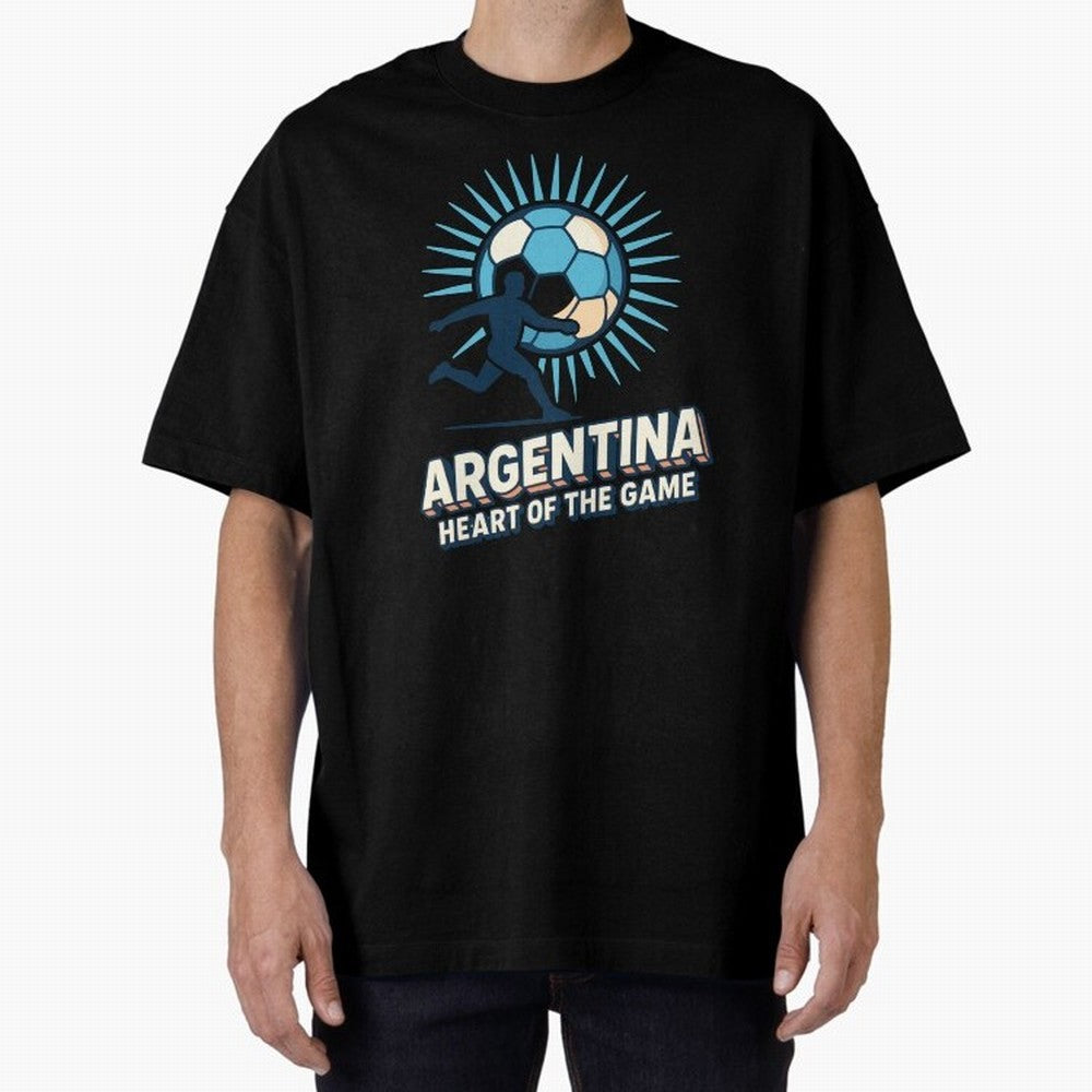 Argentina Heart of the Game ¨C Retro Soccer Fan Design Oversized T-Shirt Bring a Champion Mindset to the FIFA World Cup 2026 Journey through Haaland and Mbappe Highlights, England Pride, Stadium Chants, National Pride, Trophy Dreams and
