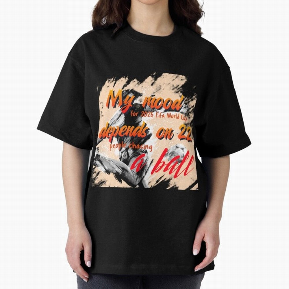 2026 World Cup T-shirt Oversized T-Shirt Showcase Global Football Passion for FIFA World Cup 2026 USA Canada Mexico, with Messi, CR7 and Mbappe, Spain and Netherlands, Vintage Soccer Flavor, Modern Football Stars, National Flags and Final Night