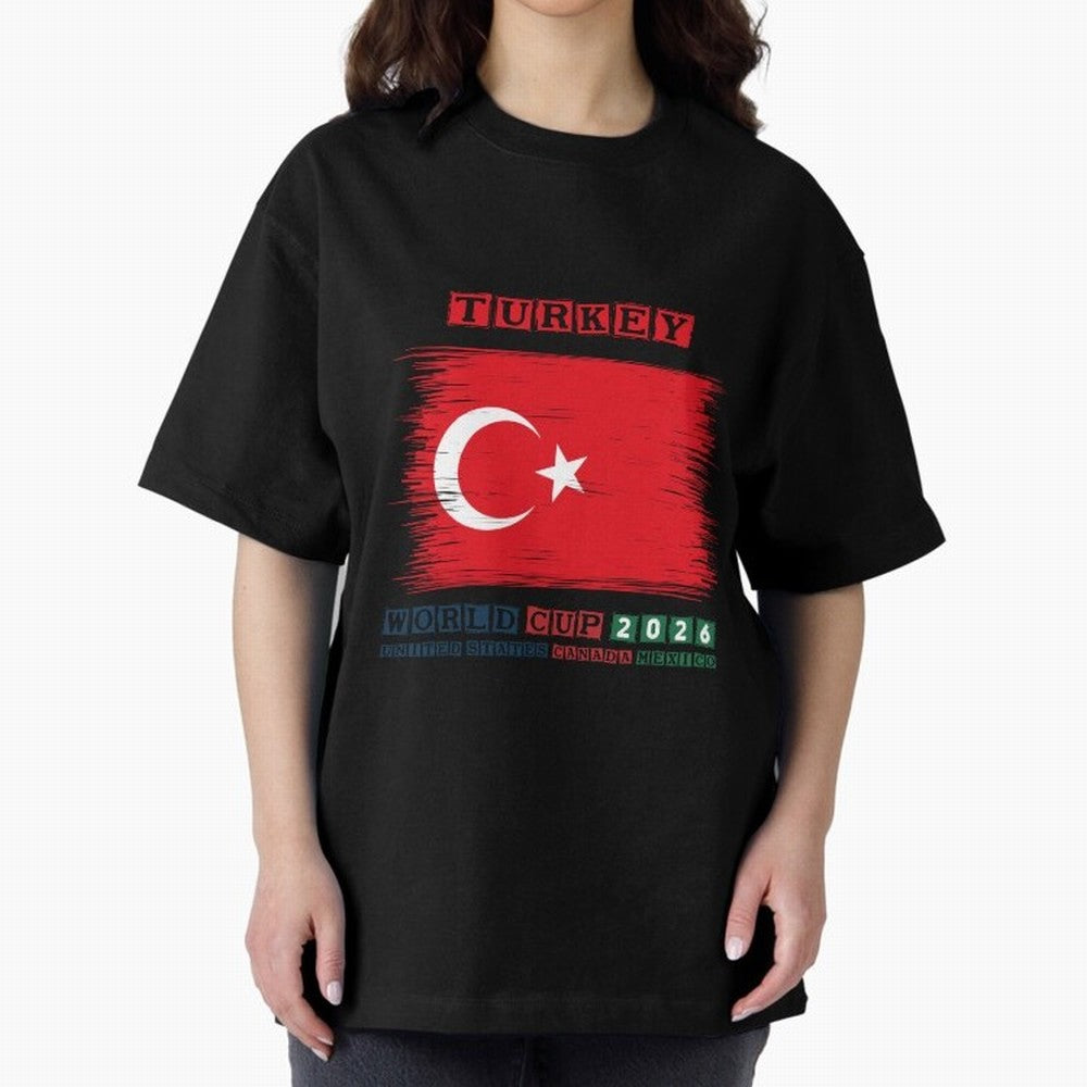 TURKEY WORLD CUP 2026 Oversized T-Shirt Make Memories around FIFA World Cup 2026 USA Canada Mexico Spirit, Filled with France, Mbappe and Neymar, Football Festival Excitement, Trophy Ambitions, Country Rivalries and Star Player Buzz; Created for