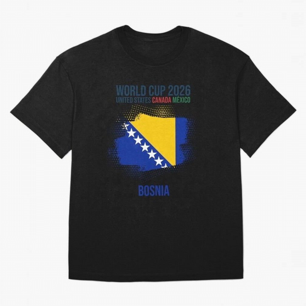BOSNIA WORLD CUP 2026 Oversized T-Shirt Treasure Global Football Passion for FIFA World Cup 2026 Group Stage, Celebrating Mbappe and Neymar, England, France and Netherlands, Championship Spirit, Famous Goals, Roaring Crowds and International