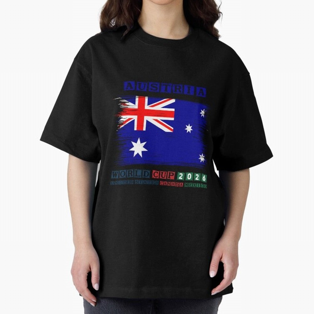 AUSTRIA WORLD CUP 2026 Oversized T-Shirt Follow Every Goal of Global Football Passion for FIFA World Cup 2026 USA Canada Mexico, Inspired by Neymar, Haaland and Cristiano Ronaldo, England, Worldwide Fan Energy, Dramatic Goals, Stadium Lights and