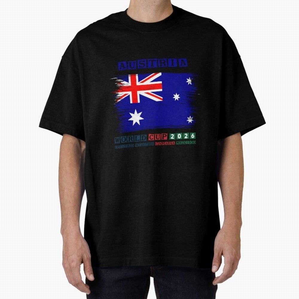 AUSTRIA WORLD CUP 2026 Oversized T-Shirt Follow Every Goal of Global Football Passion for FIFA World Cup 2026 USA Canada Mexico, Inspired by Neymar, Haaland and Cristiano Ronaldo, England, Worldwide Fan Energy, Dramatic Goals, Stadium Lights and