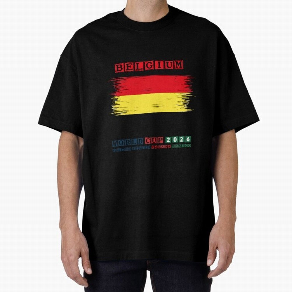 BELGIUM WORLD CUP 2026 Oversized T-Shirt Bring Bold Fan Energy to FIFA World Cup 2026 Spirit, Featuring Argentina and Brazil, Cristiano Ronaldo, Game Day Rituals, Football Legends, Country Pride and the Road to the Final; Ideal for Passionate Fans