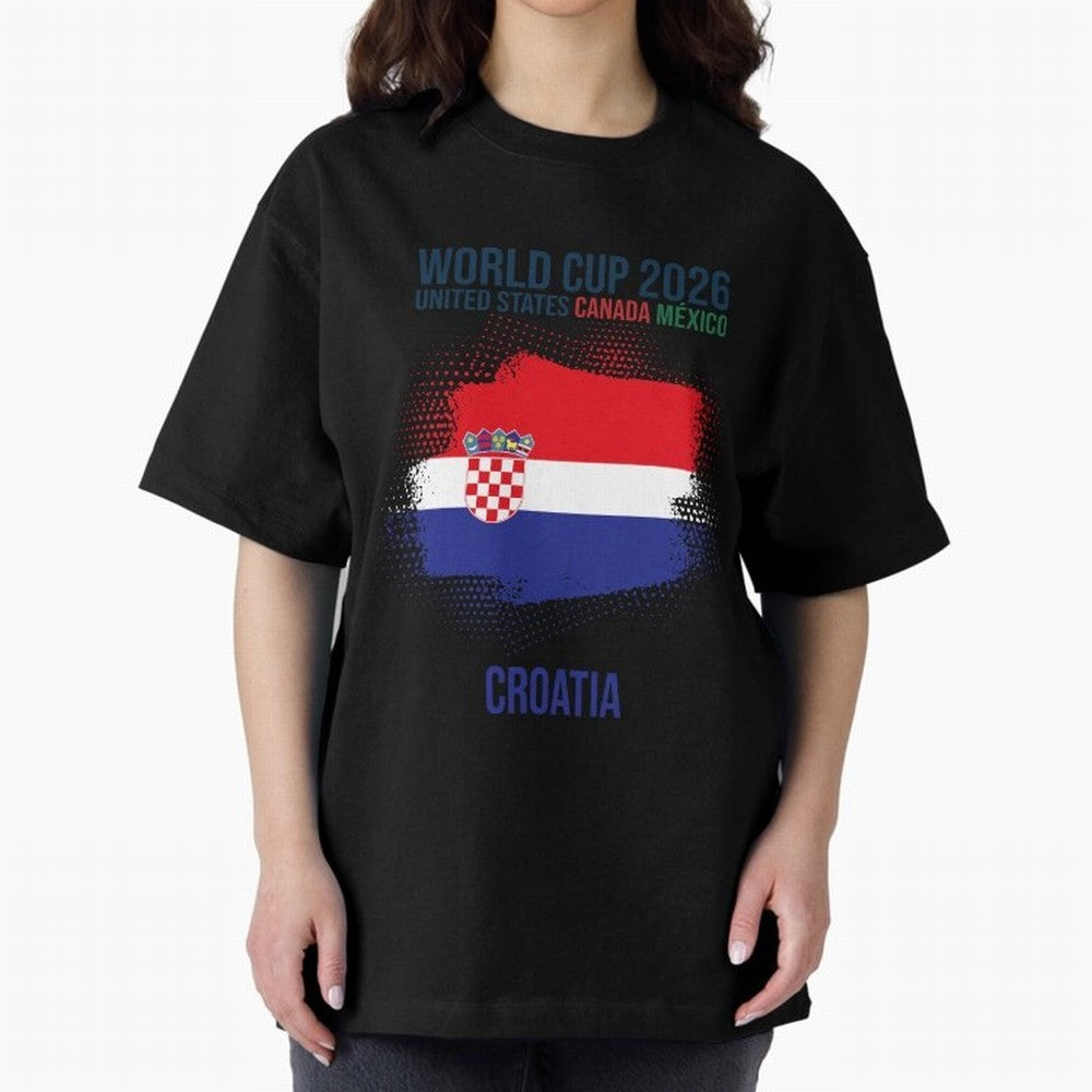 CROATIA WORLD CUP 2026 Oversized T-Shirt Show Championship Spirit for FIFA World Cup 2026 Capturing CR7, Brazil Energy, Championship Spirit, Famous Goals, Roaring Crowds and International Football Unity; Perfect for People Who Love Argentina,