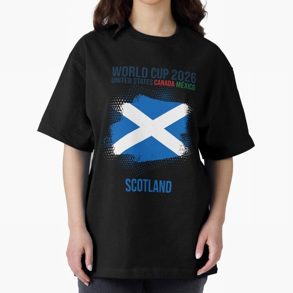 SCOTLAND WORLD CUP 2026 Oversized T-Shirt Keep the Match Day Mood of Global Football Passion for FIFA World Cup 2026 USA Canada Mexico, Capturing Messi, Neymar and Mbappe, France and Portugal, Championship Spirit, Famous Goals, Roaring Crowds and