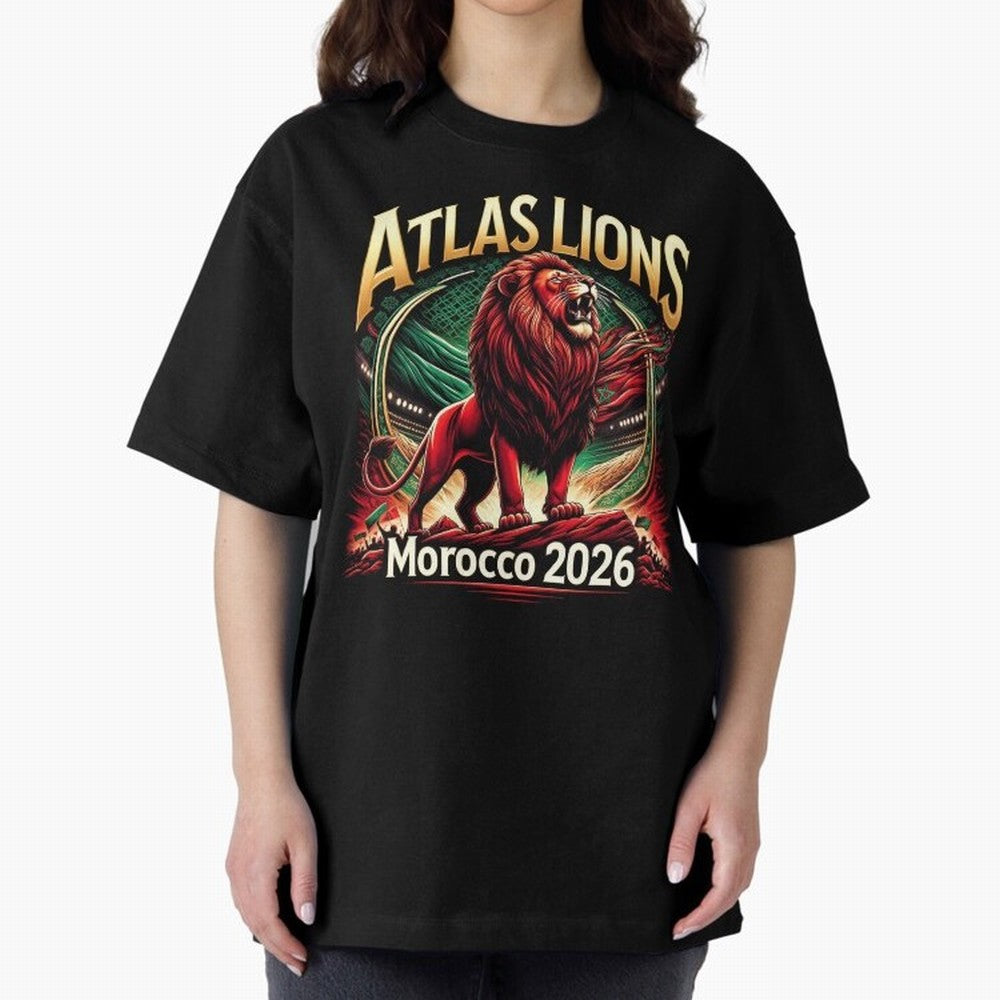 Morocco Football - World Cup 2026 Oversized T-Shirt Celebrate Rivalries and Pride in FIFA World Cup 2026 Group Stage Driven by Cristiano Ronaldo, Haaland and CR7, Brazil, Portugal and Argentina Energy, Global Supporter Spirit, Legendary Goals,